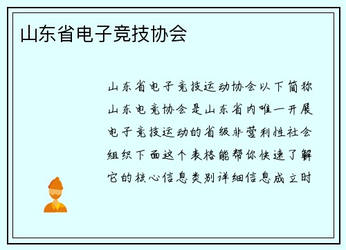 山东省电子竞技协会